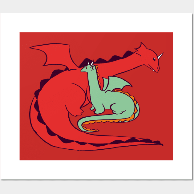 Red and Green Dragon Wall Art by saradaboru